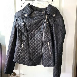 BCBG black moto jacket.  Size large